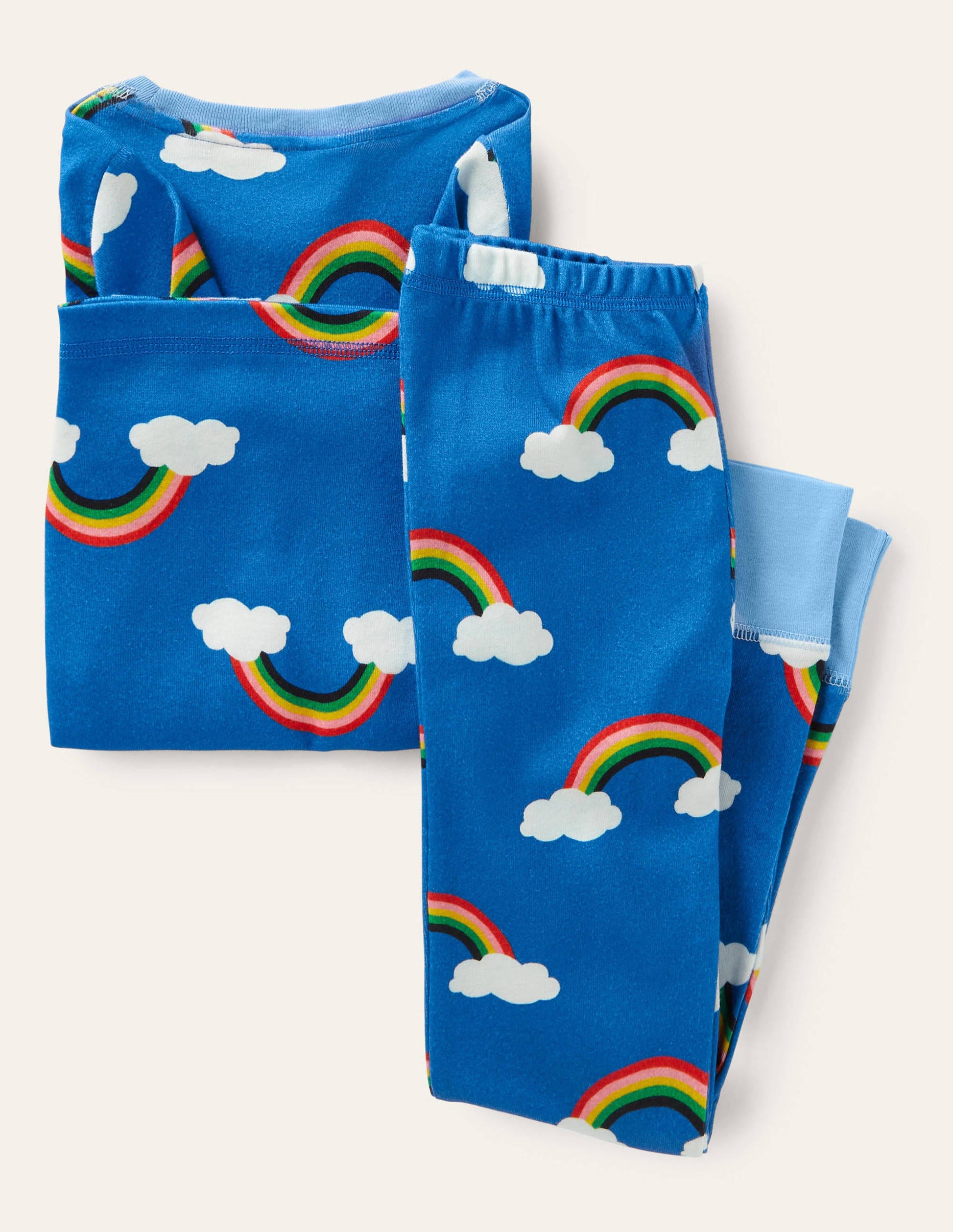 Im Dunkeln leuchtender Schlafanzug mit anliegender Passform-Marokkoblau, Regenbogen mit Wolken-2