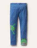 Legging fun à appliqué-Grenouille petits pois bleu élisabéthain