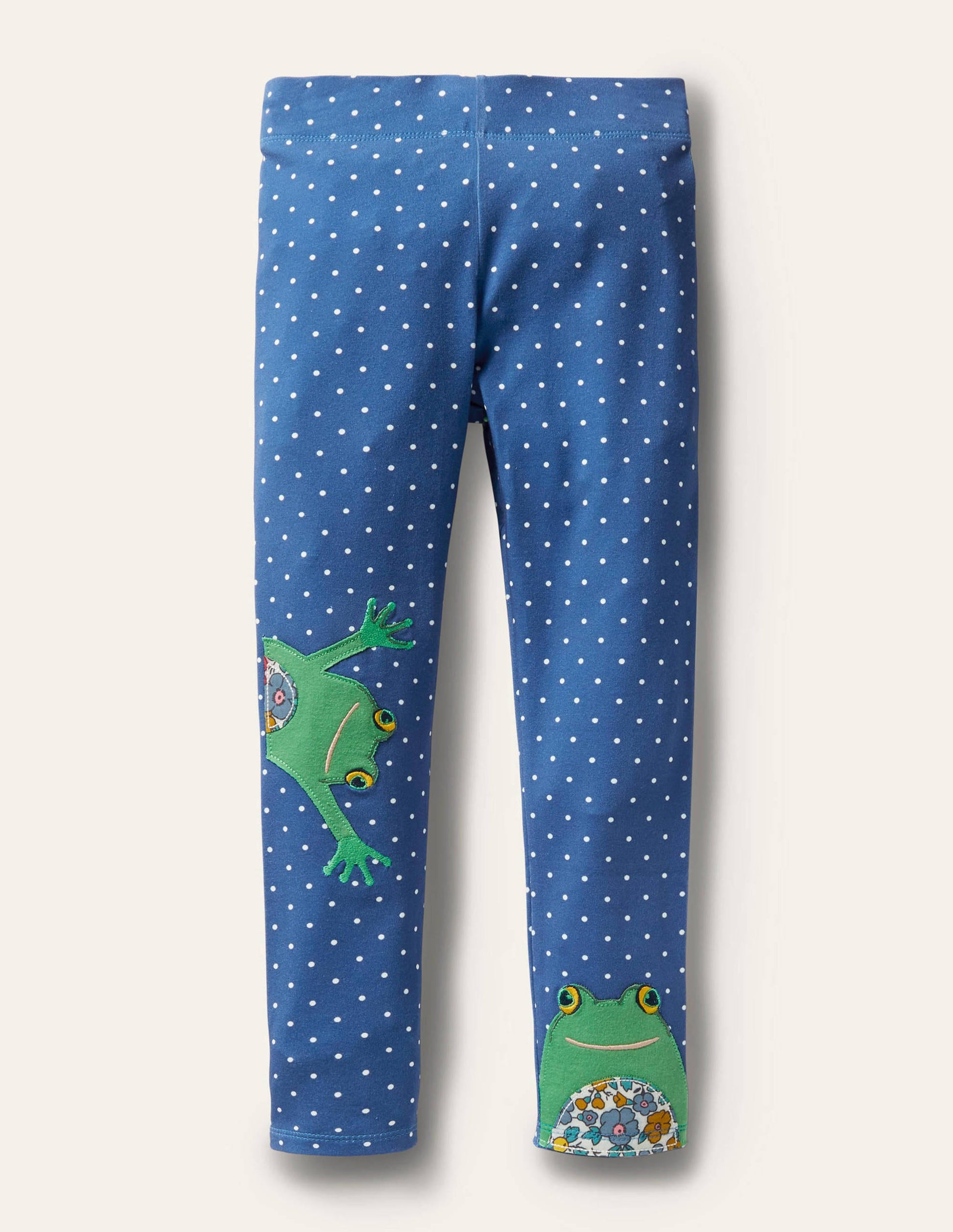 Fröhliche Leggings mit Applikation-Elisabethanisches Blau, Pünktchen/Frosch-1