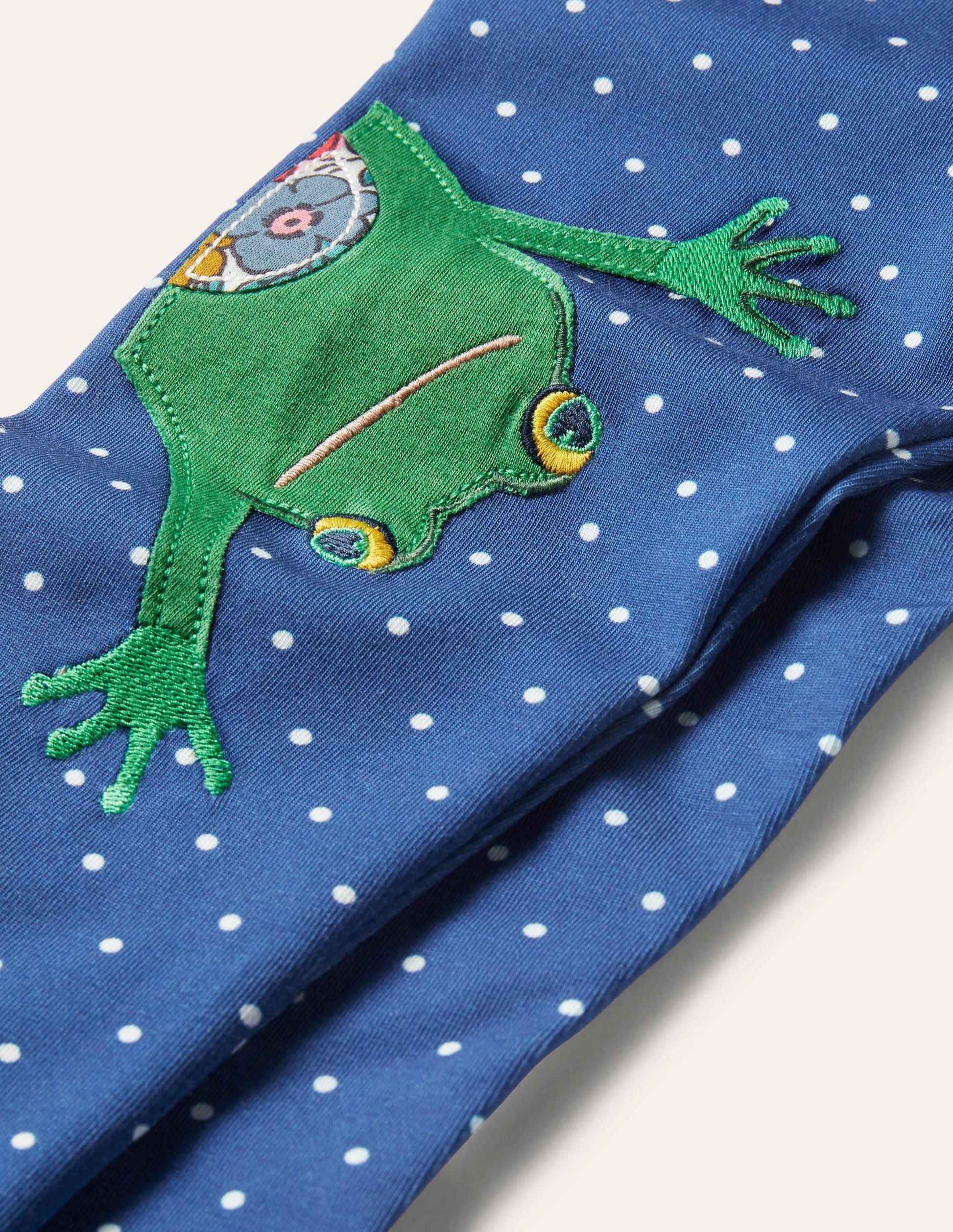 Fröhliche Leggings mit Applikation-Elisabethanisches Blau, Pünktchen/Frosch-3