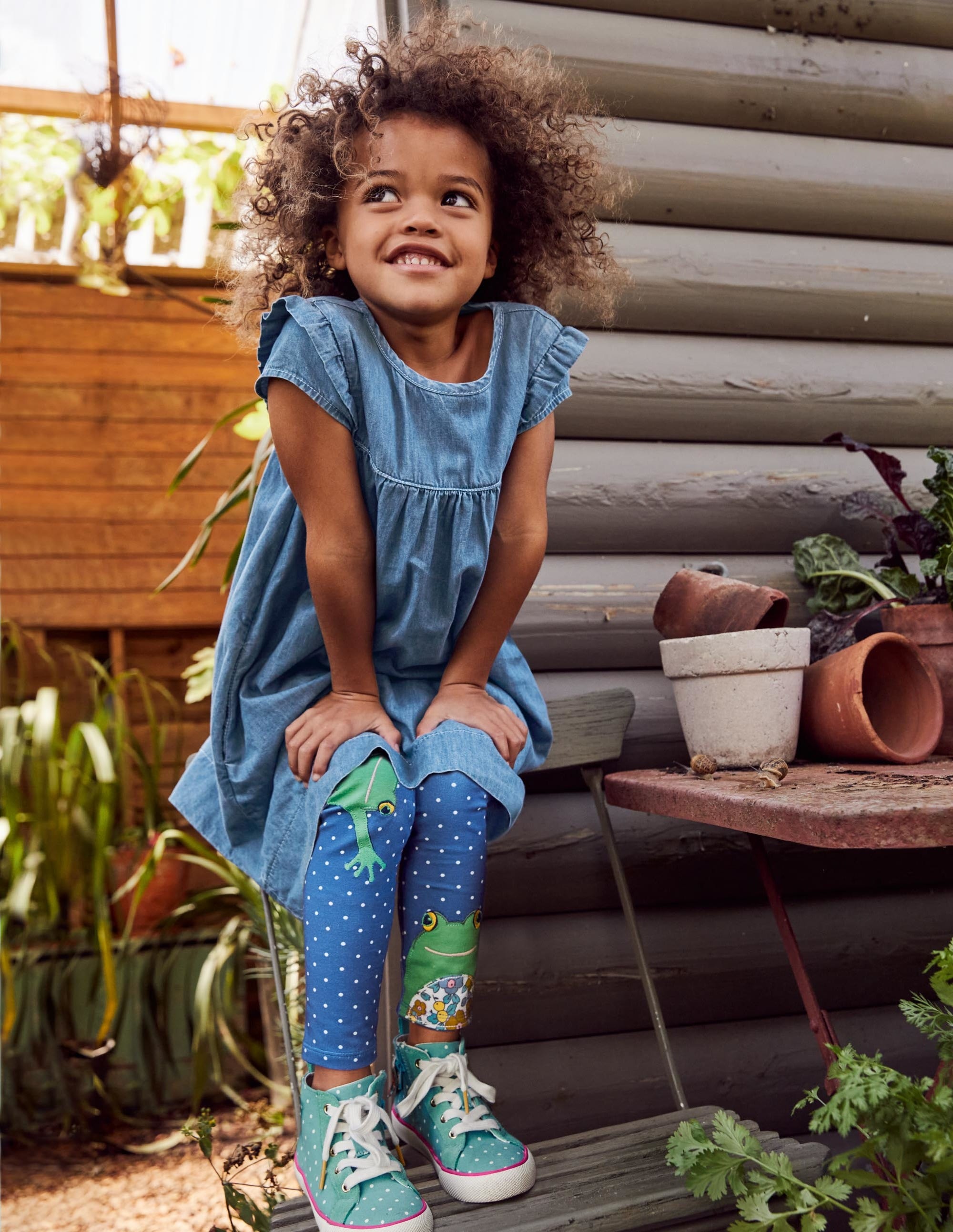 Legging fun à appliqué-Grenouille petits pois bleu élisabéthain - Image 4
