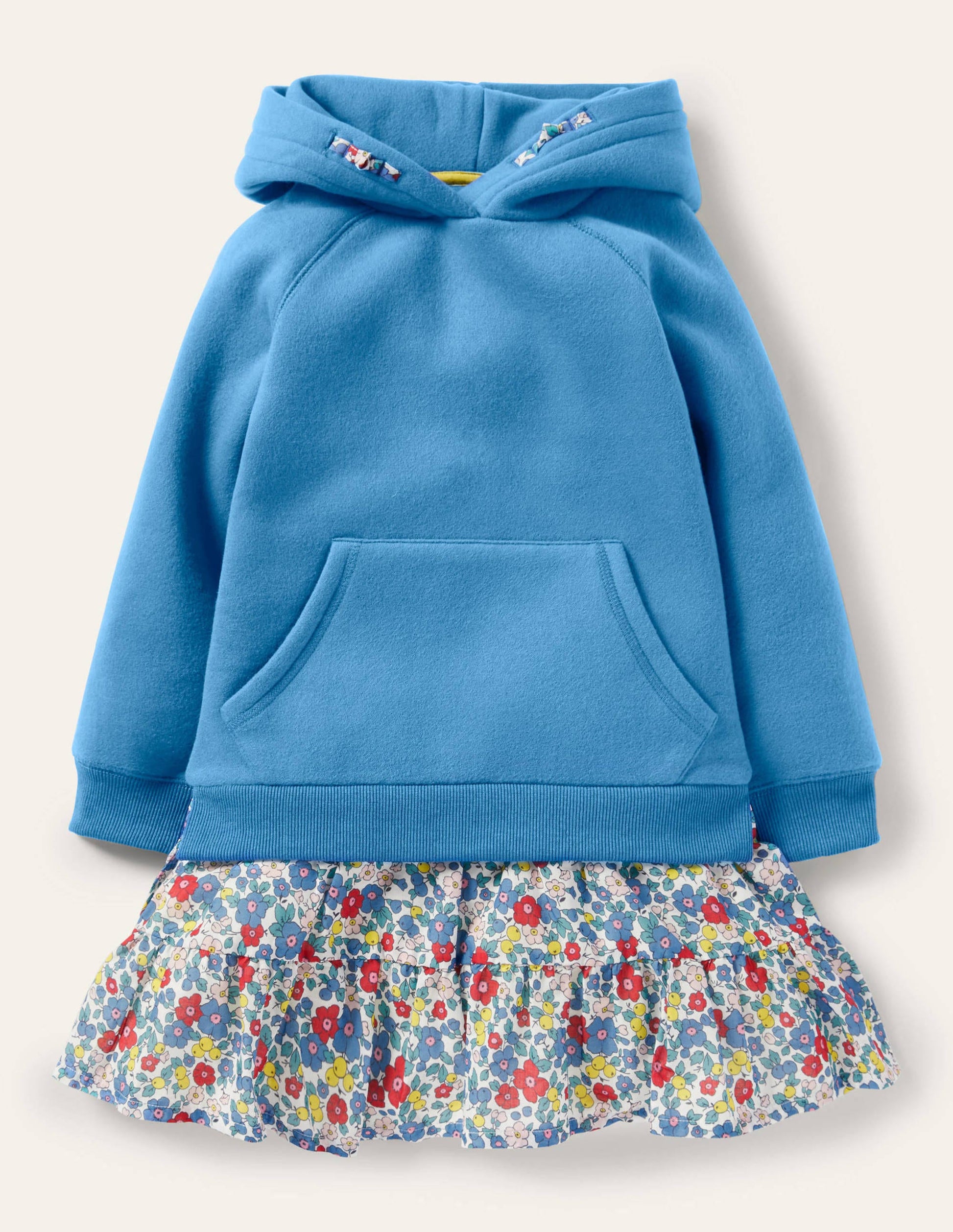 Cosy Hooded Dress-Multi Apple Blossom Floral-1