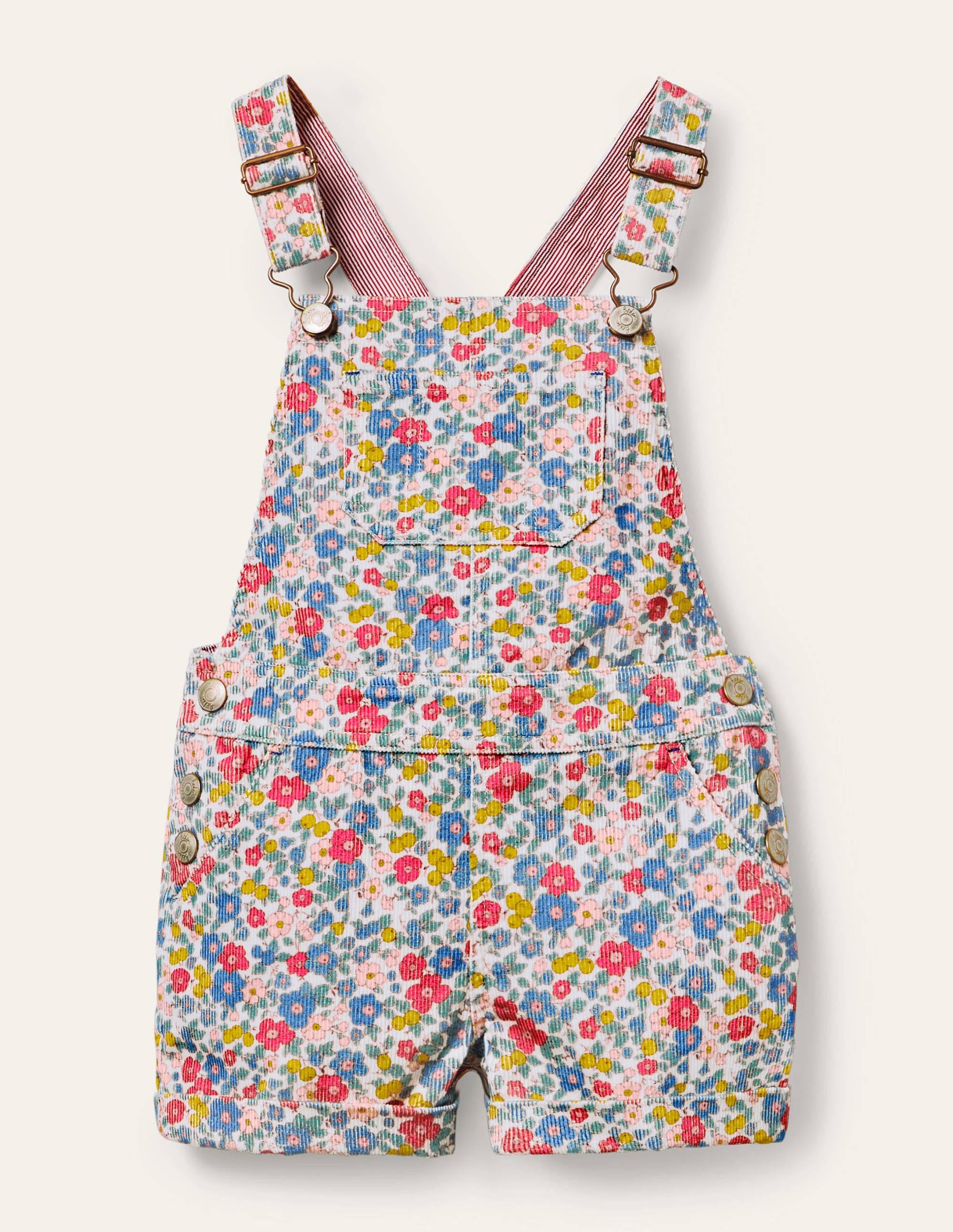 Fröhliche kurze Latzhose-Bunt, Apfelblüten - Image 1