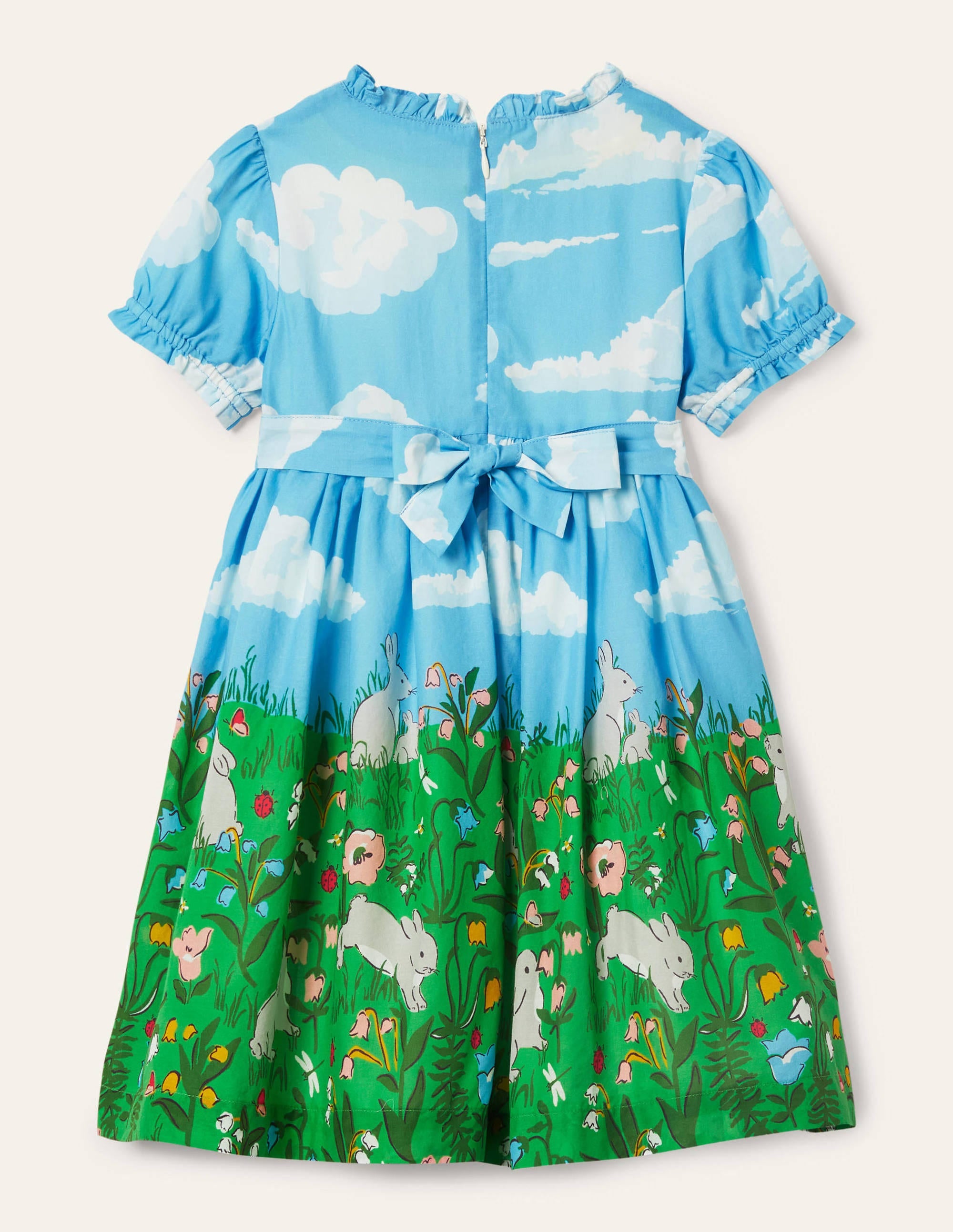 Webkleid mit Rüschenkragen-Bunt, Häschenszene - Image 2