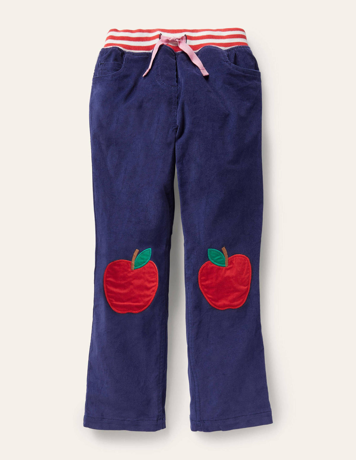 Cordhose mit Aufnäher-Segelblau, Äpfel - Image 1