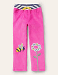 Pantalon en velours côtelé à écussons-Abeille rose bonheur