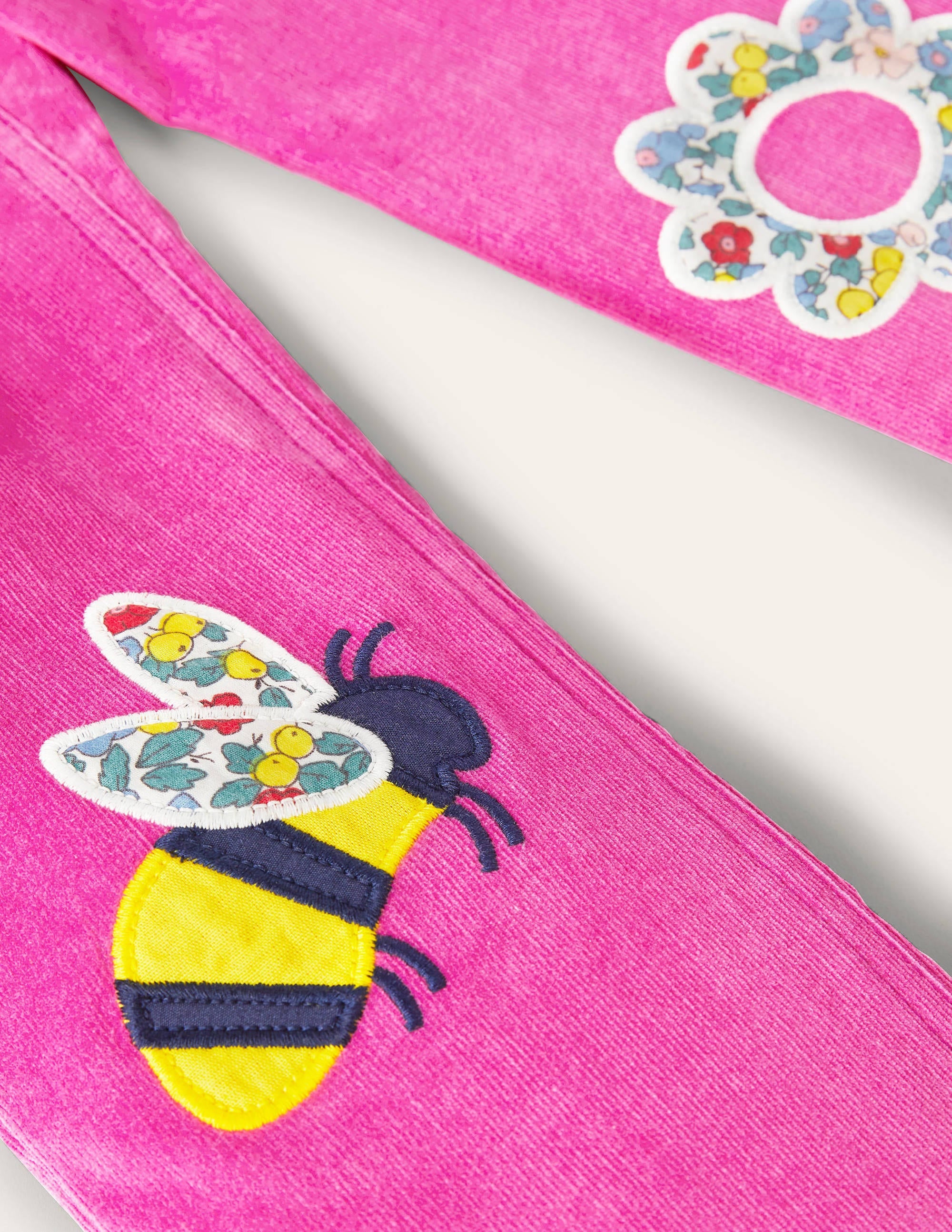 Pantalon en velours côtelé à écussons-Abeille rose bonheur - Image 3