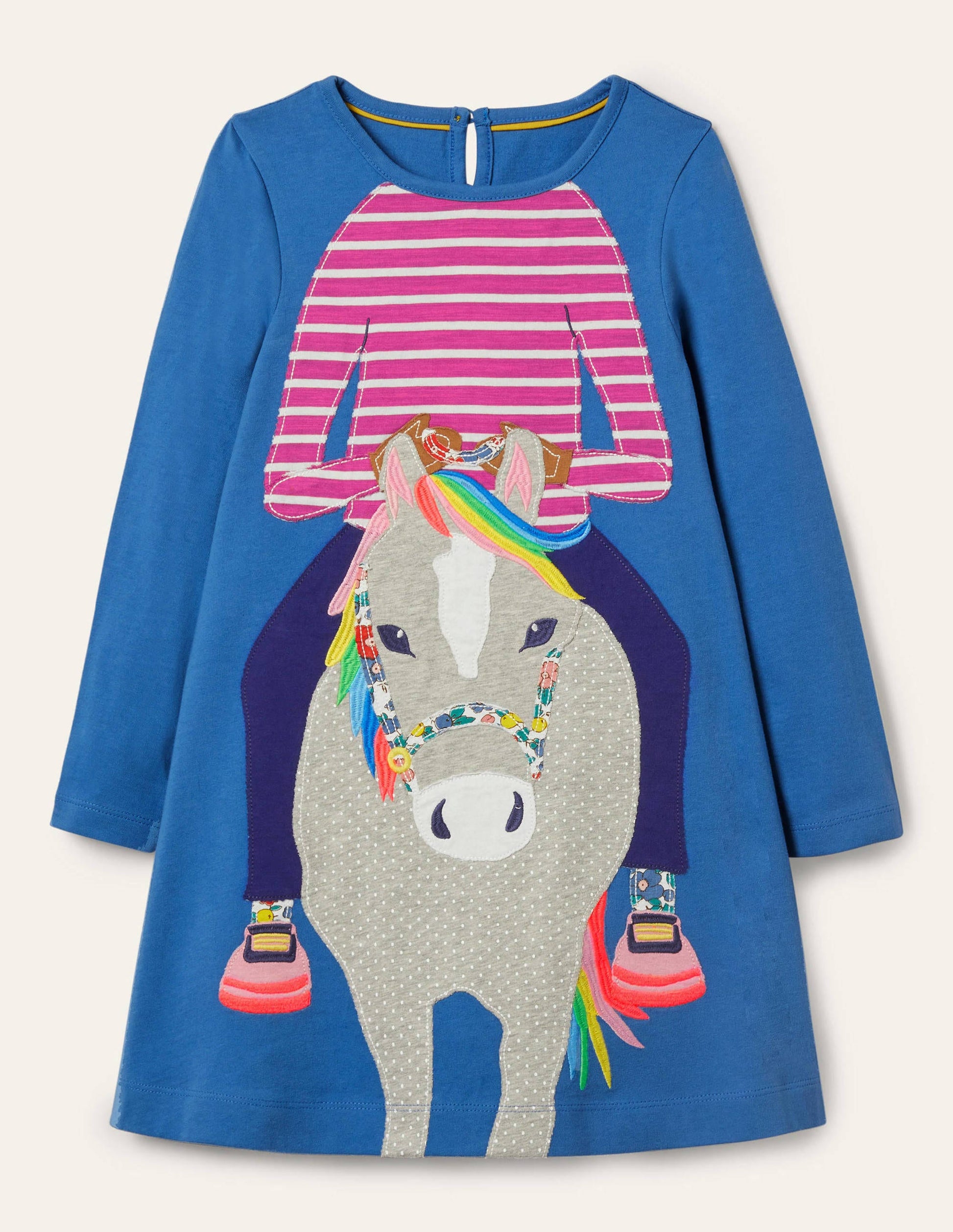 Jerseykleid mit großer Applikation-Elisabethanisches Blau, Pferd-1