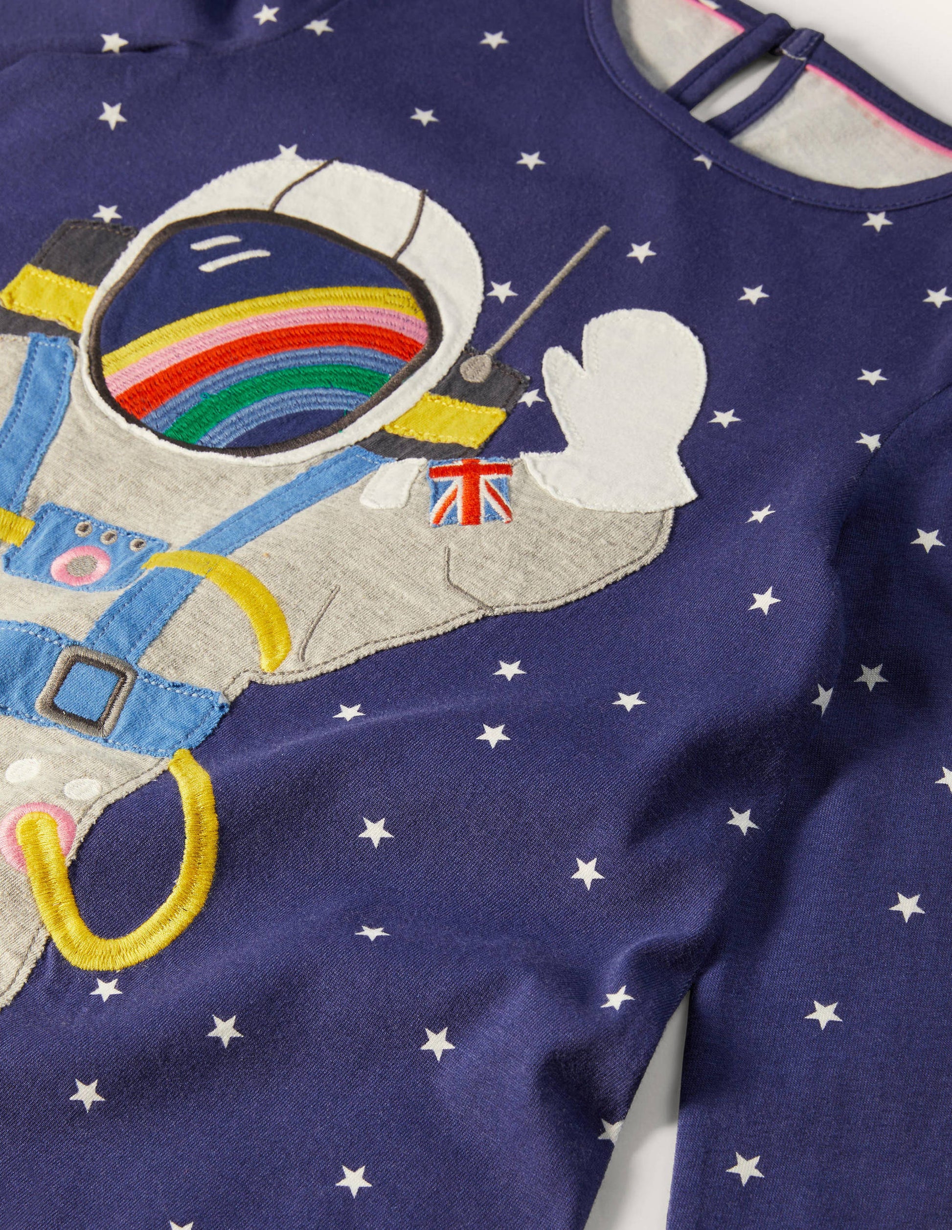 Big Appliqué Jersey Dress-Starboard Blue Space Scene-3