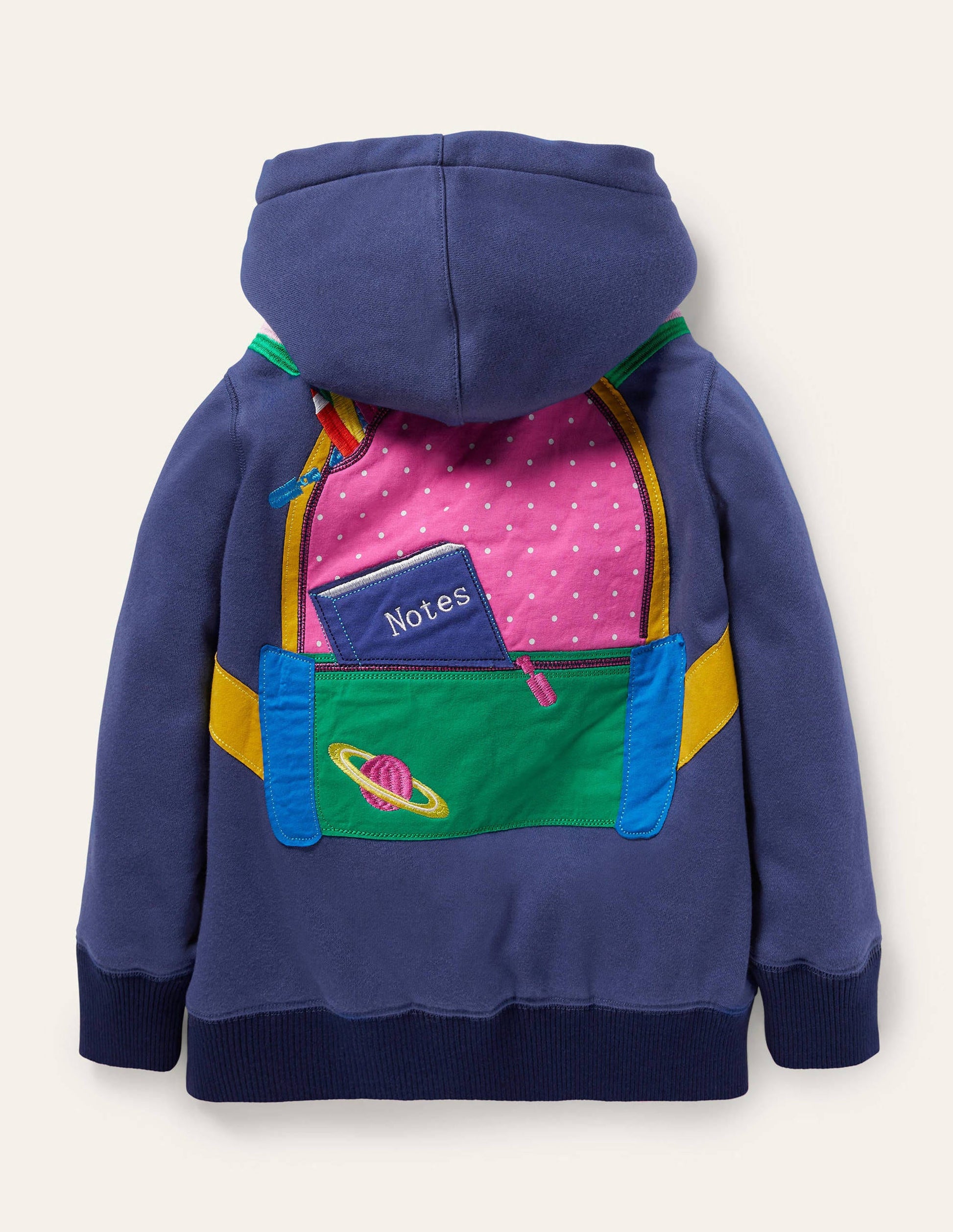 Sweat à capuche fun avec doublure douillette-Sac à dos bleu tribord-2