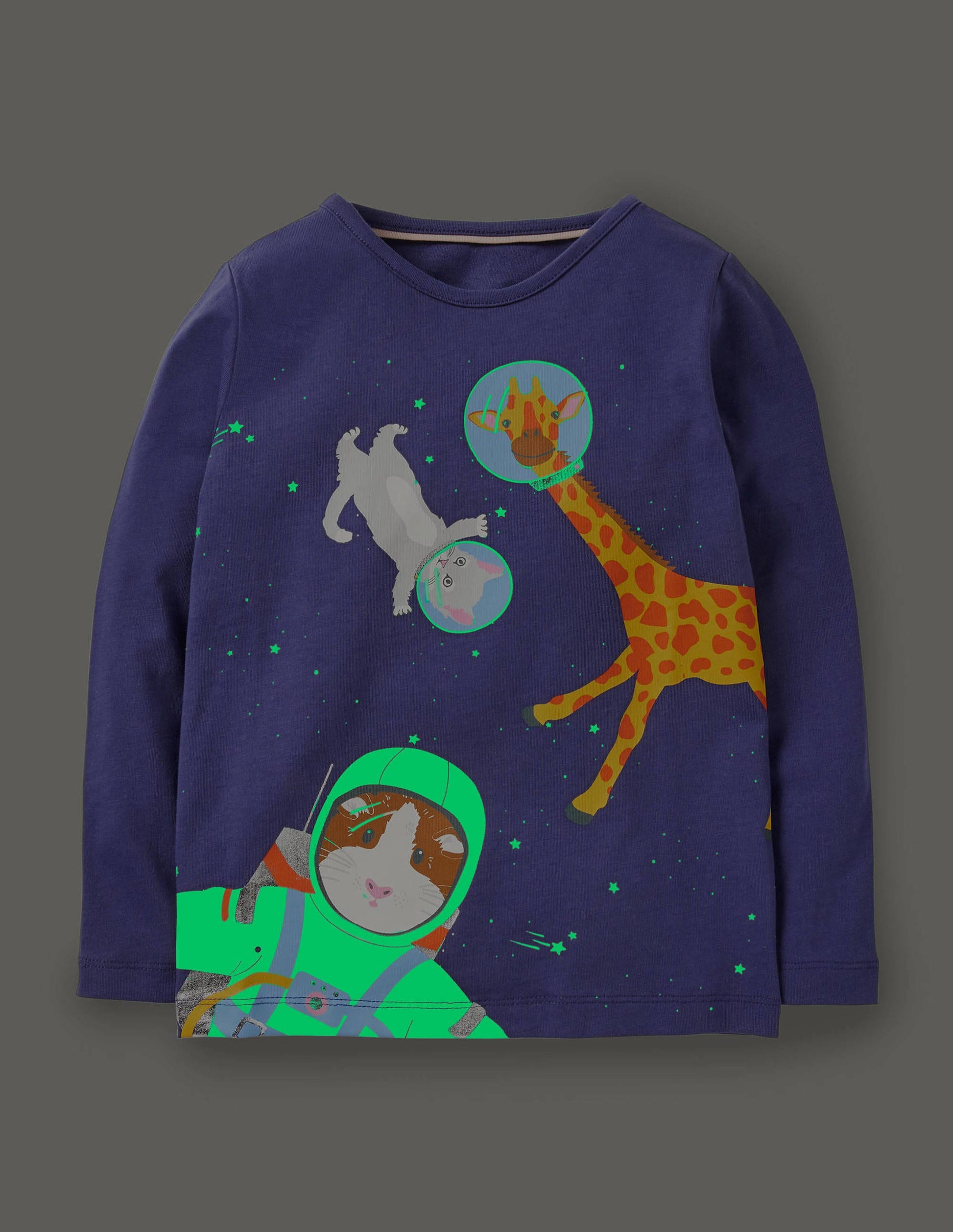 T-shirt à logo phosphorescent-Animaux de l'espace bleu tribord-4