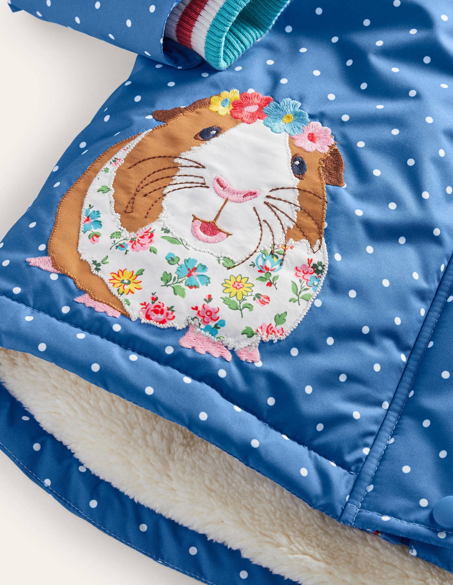 Anorak mit Sherpa-Futter-Elisabethanisches Blau, Meerschweinchen