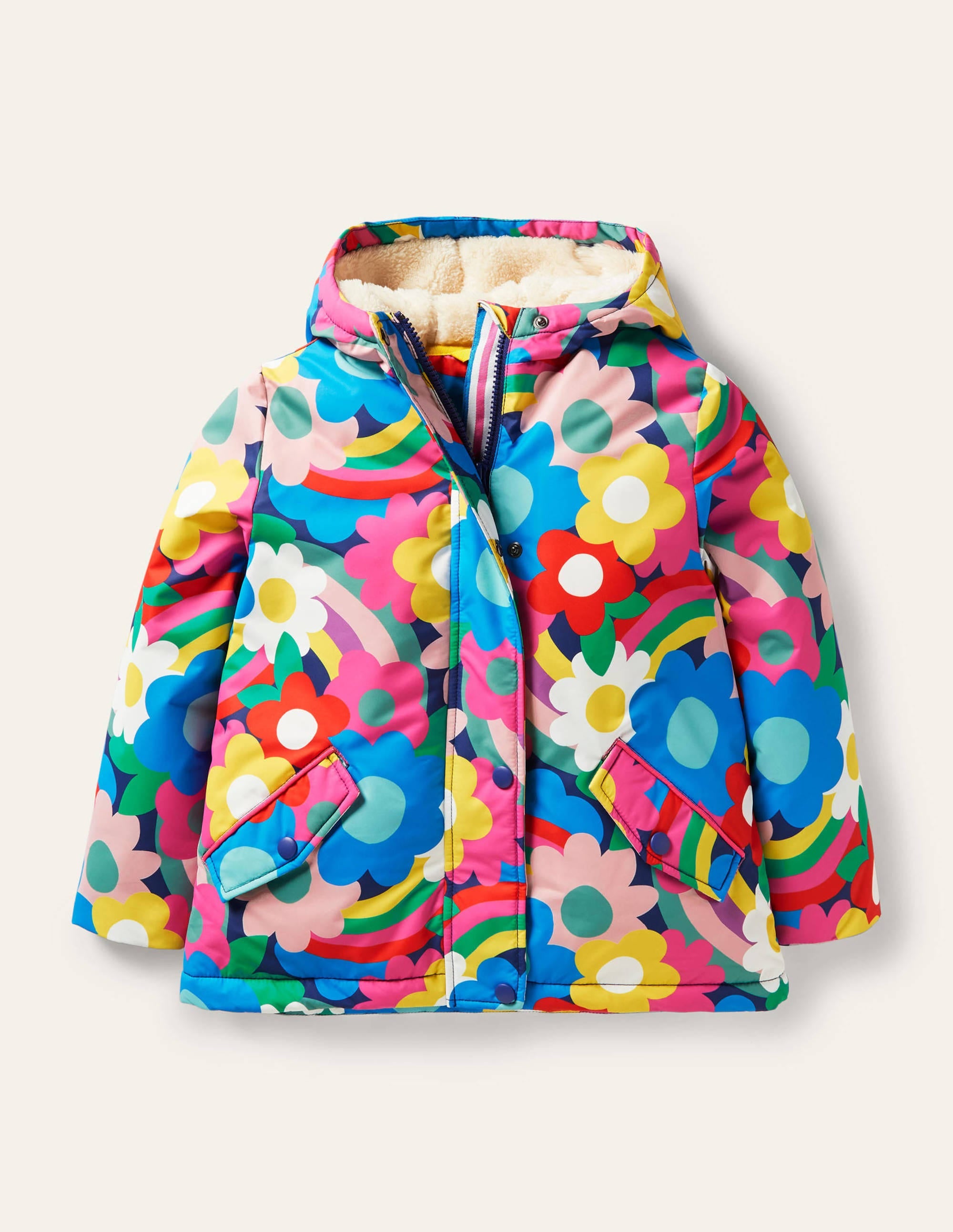 Anorak à doublure sherpa-Motif Happy Flower multi - Image 1