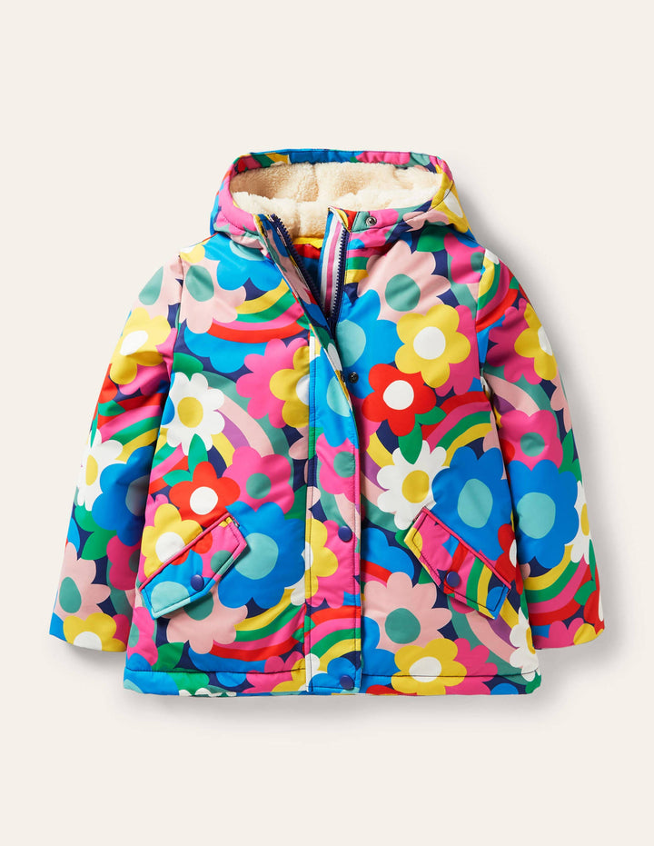 Sherpa Lined Anorak-Multi Happy Flower