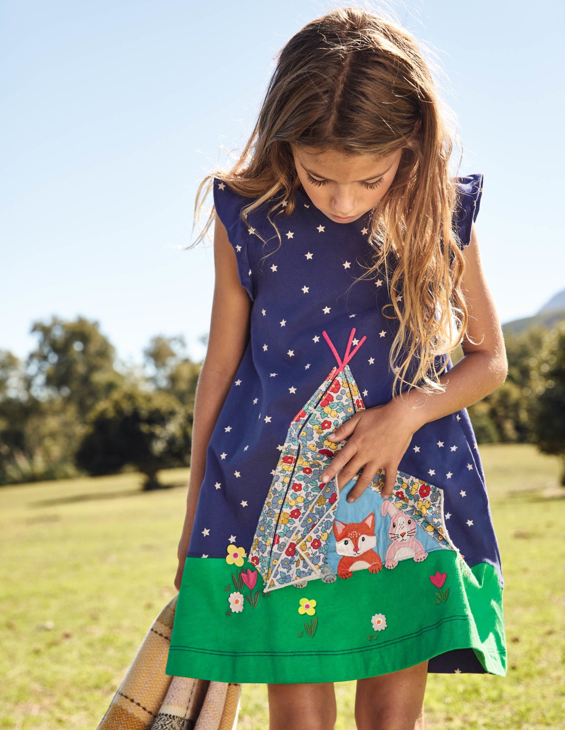 Robe en jersey avec rabat à soulever-Tente bleu tribord-4