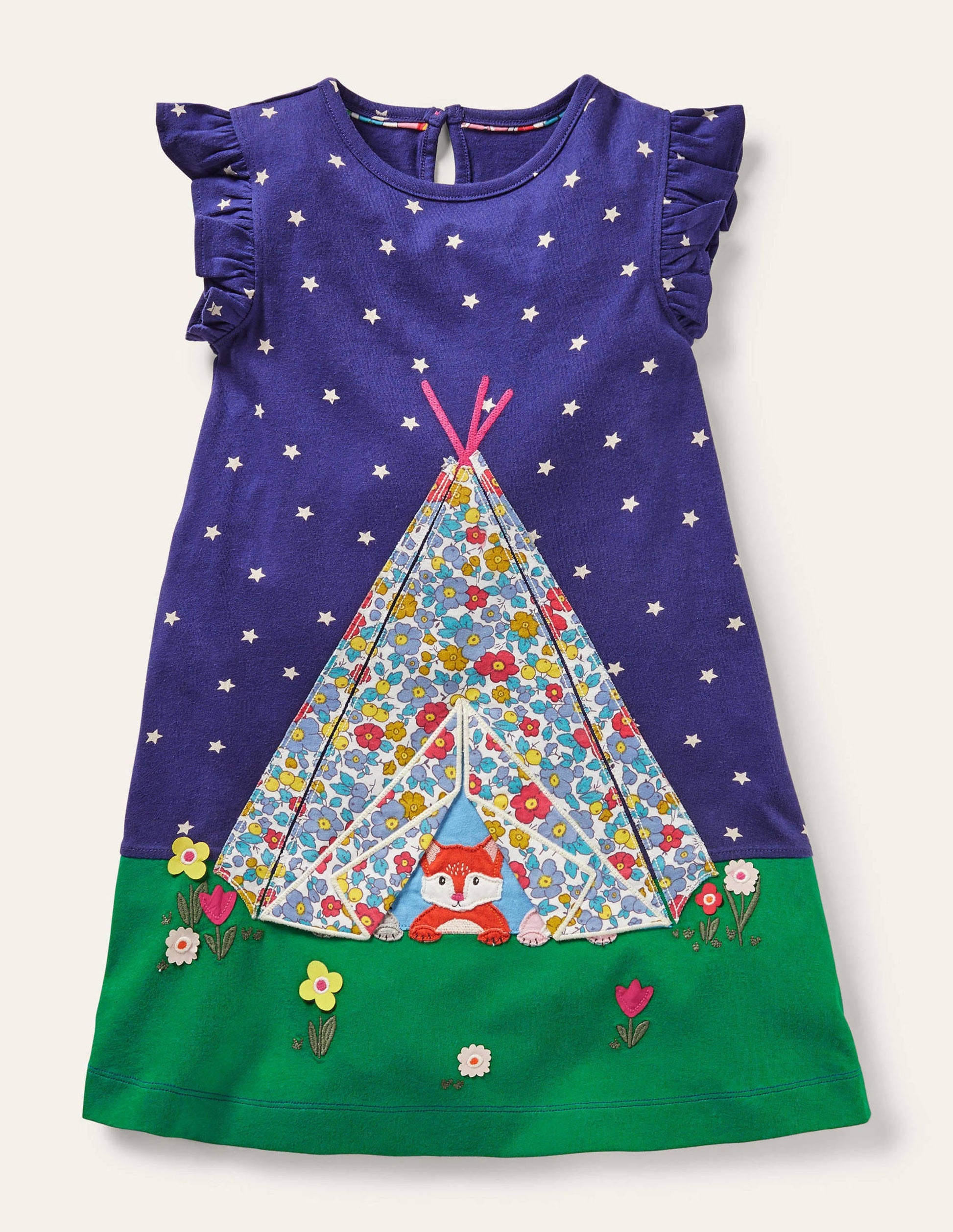 Robe en jersey avec rabat à soulever-Tente bleu tribord-1