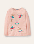 T-shirt à motif infos amusantes-Ballerines rose Provence poudré