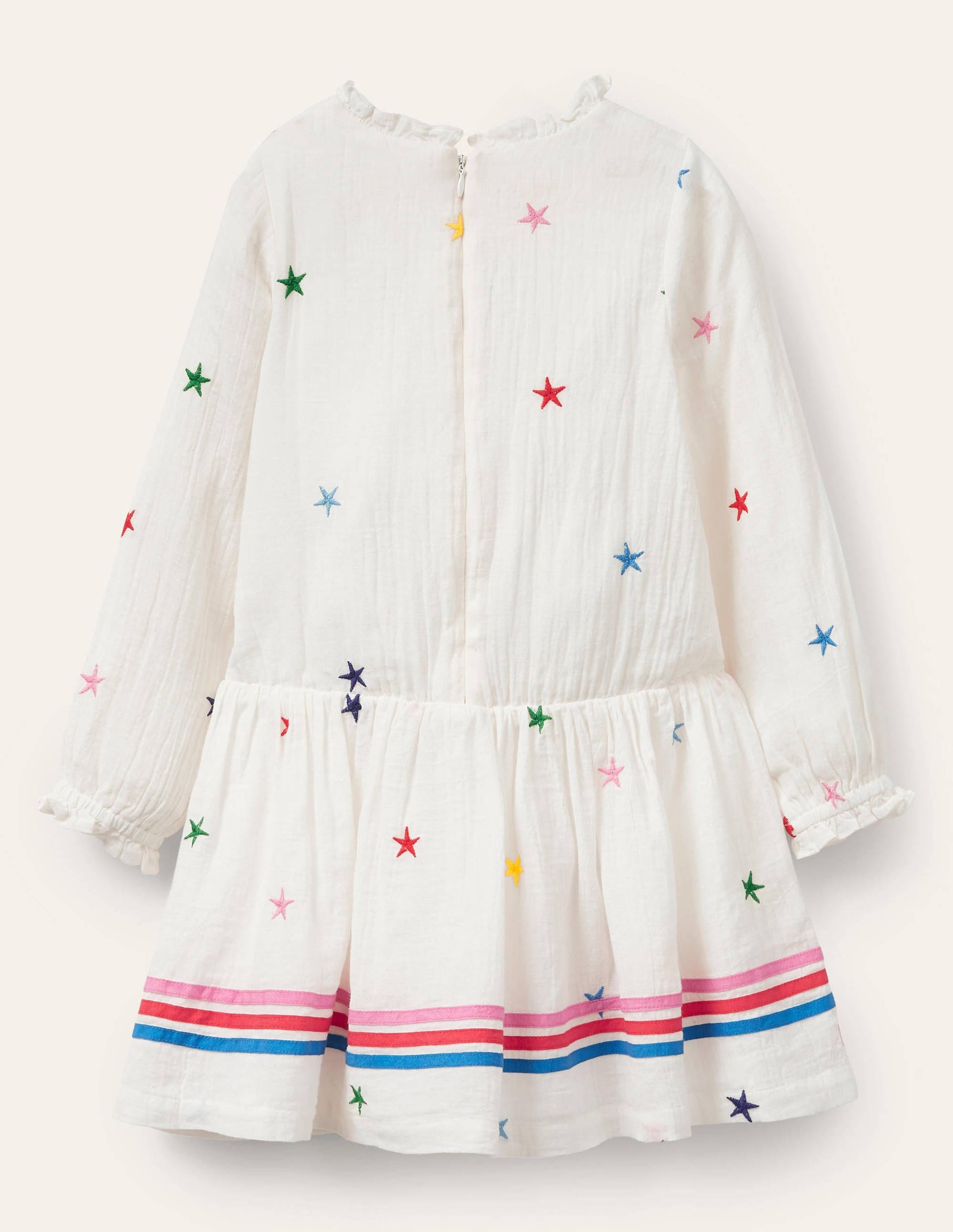 Webkleid mit Stickerei-Naturweiß, Sterne-2