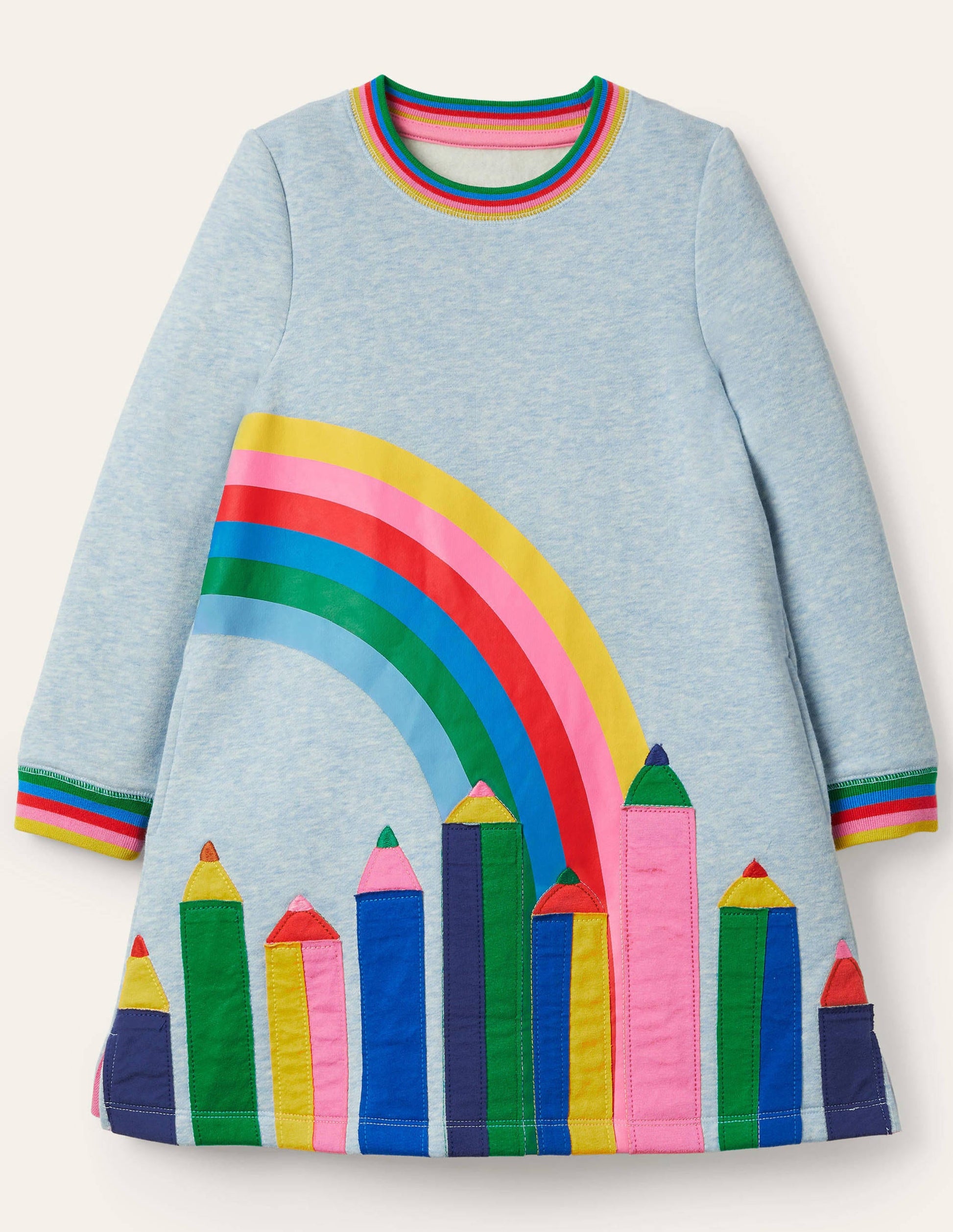Sweatshirtkleid mit Applikation-Hellblau, Bleistifte-1