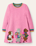 Robe-sweat à appliqué-Copains rose pétale vif