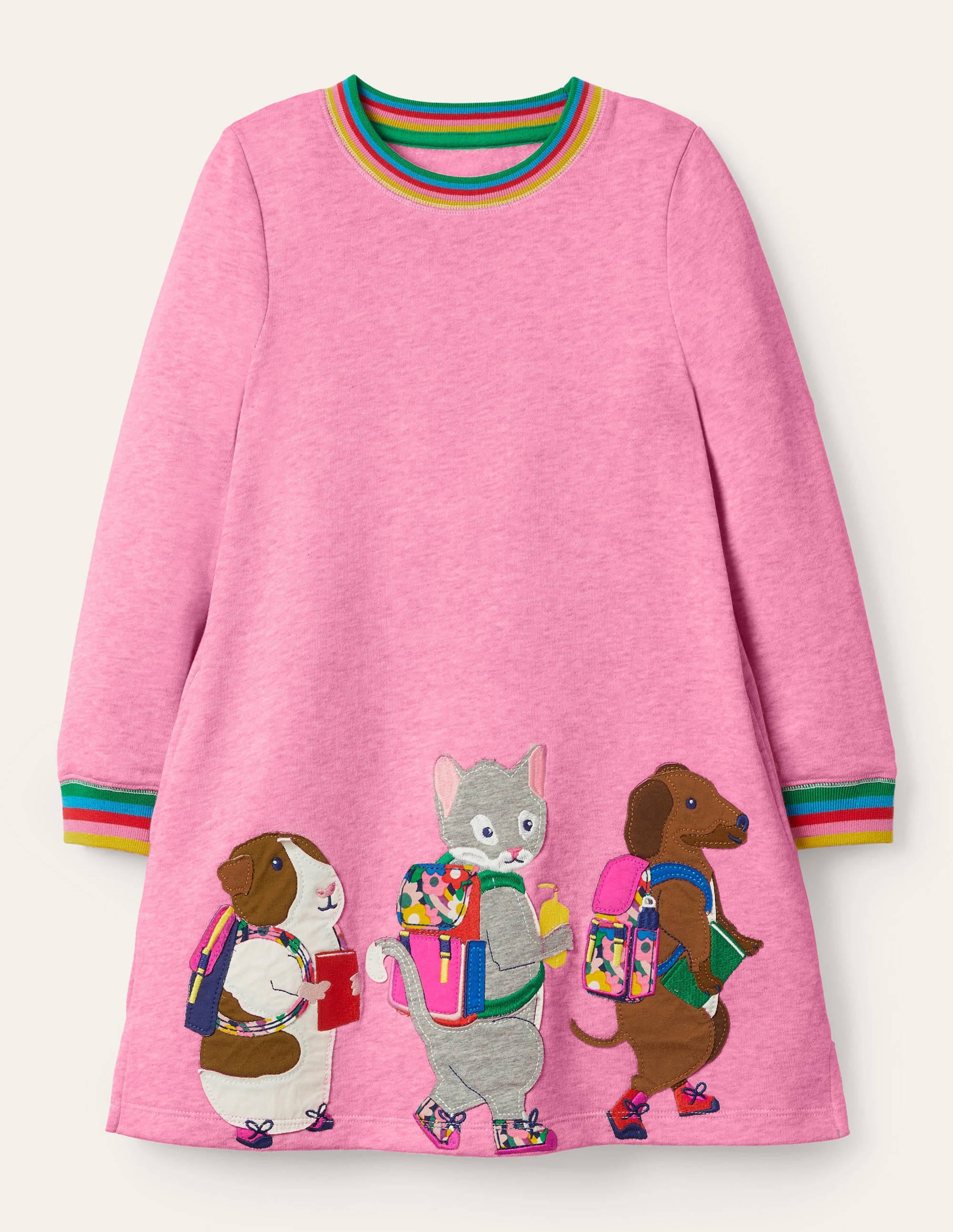 Robe-sweat à appliqué-Copains rose pétale vif - Image 1