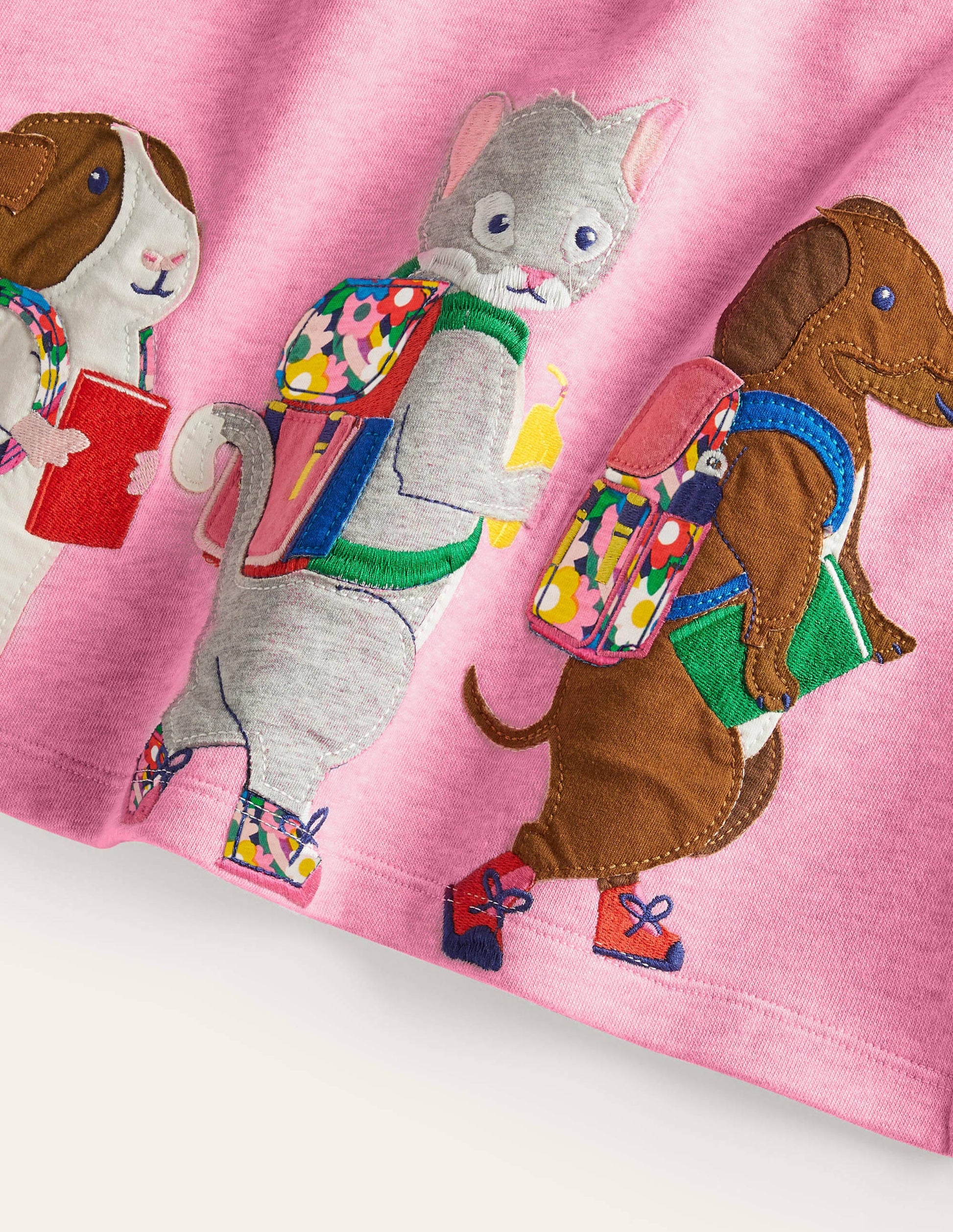 Robe-sweat à appliqué-Copains rose pétale vif-3