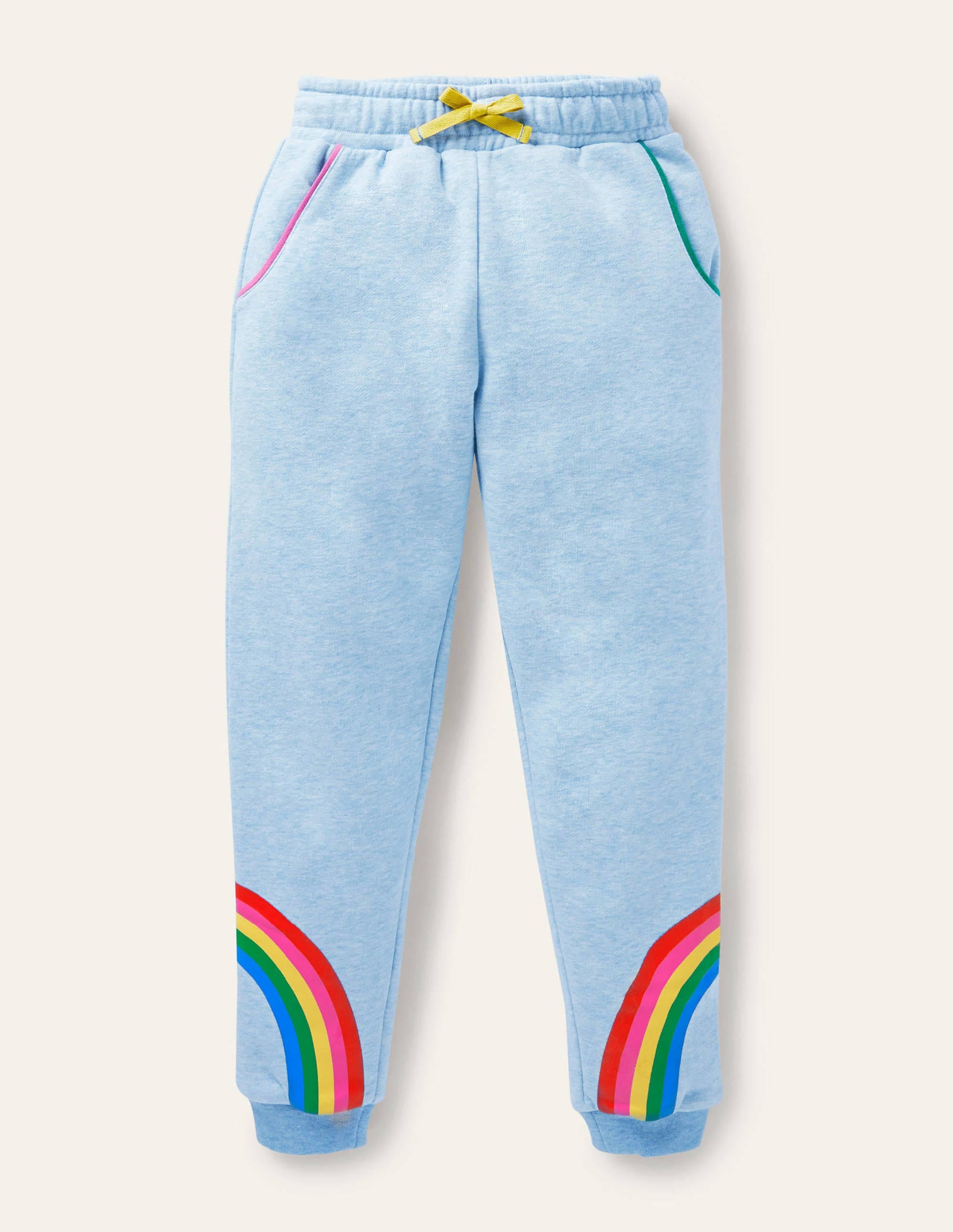 Gemütliche Jogginghose mit Applikation-Hellblau Meliert, Regenbogen - Image 1