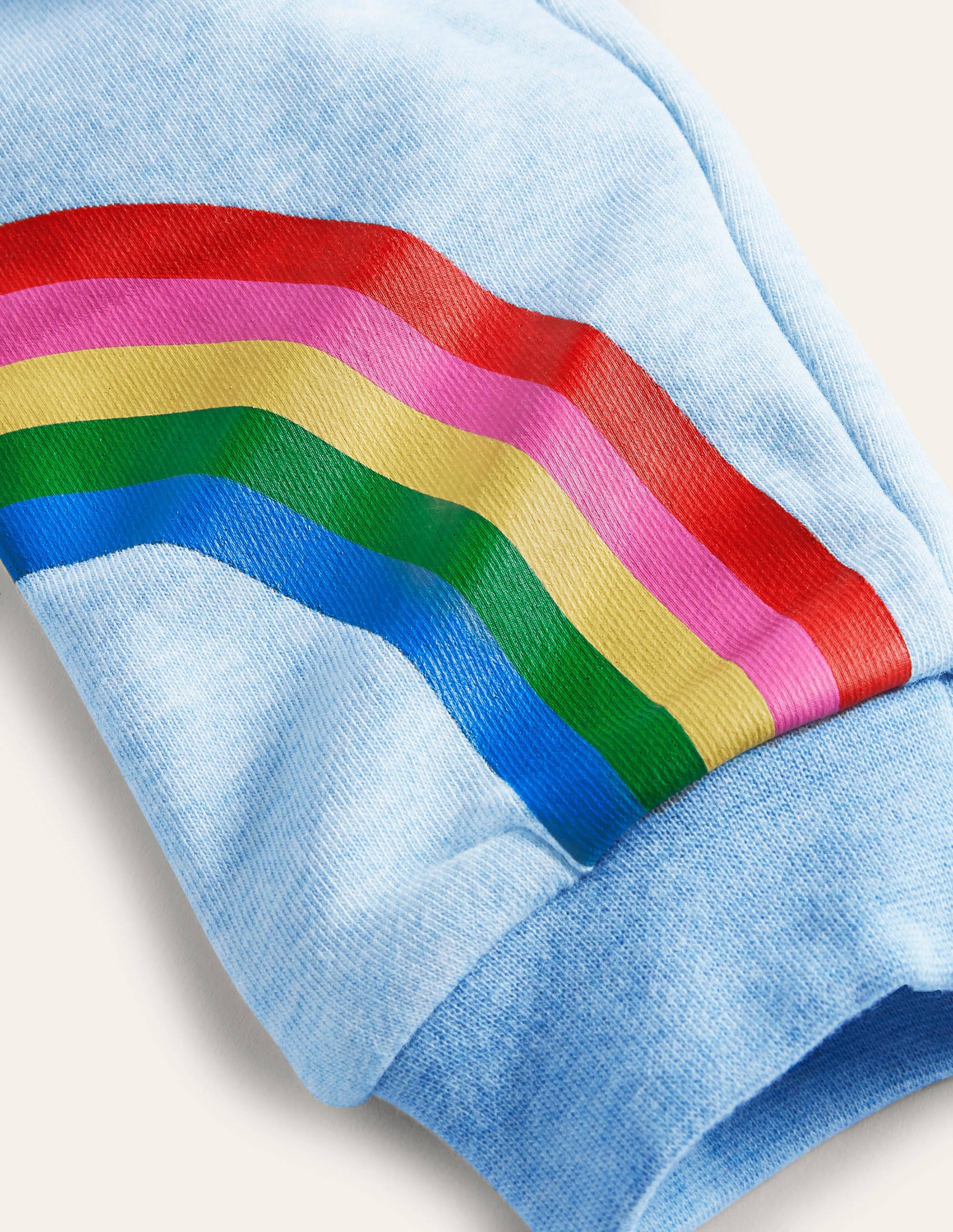 Gemütliche Jogginghose mit Applikation-Hellblau Meliert, Regenbogen - Image 3