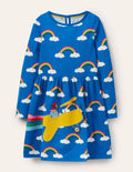 Robe fun à appliqué-Nuage arc-en-ciel bleu marocain