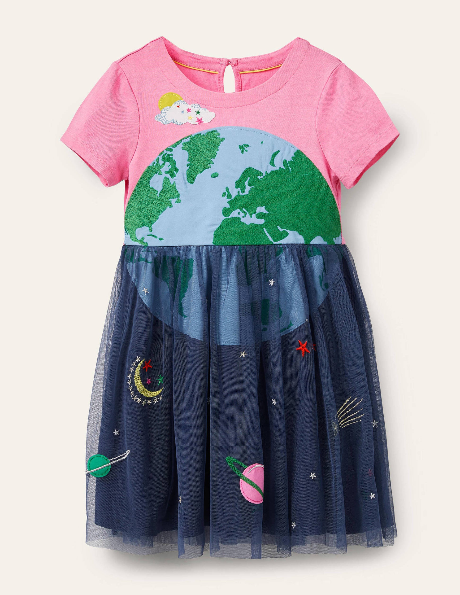 Jerseykleid mit Überrock aus Tüll-Helles Blütenrosa, Weltall-1