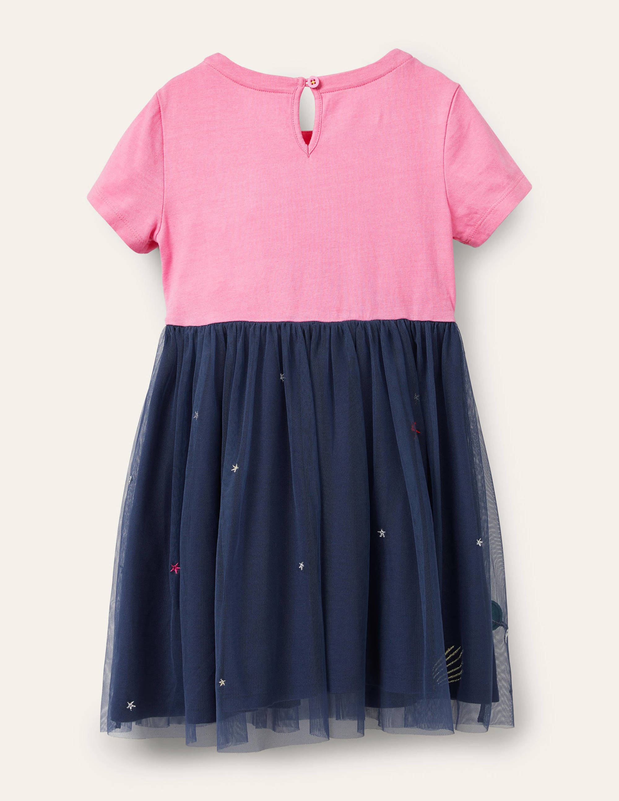 Jerseykleid mit Überrock aus Tüll-Helles Blütenrosa, Weltall - Image 2