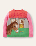 Fröhlicher Pullover-Rosa, Pferdestall