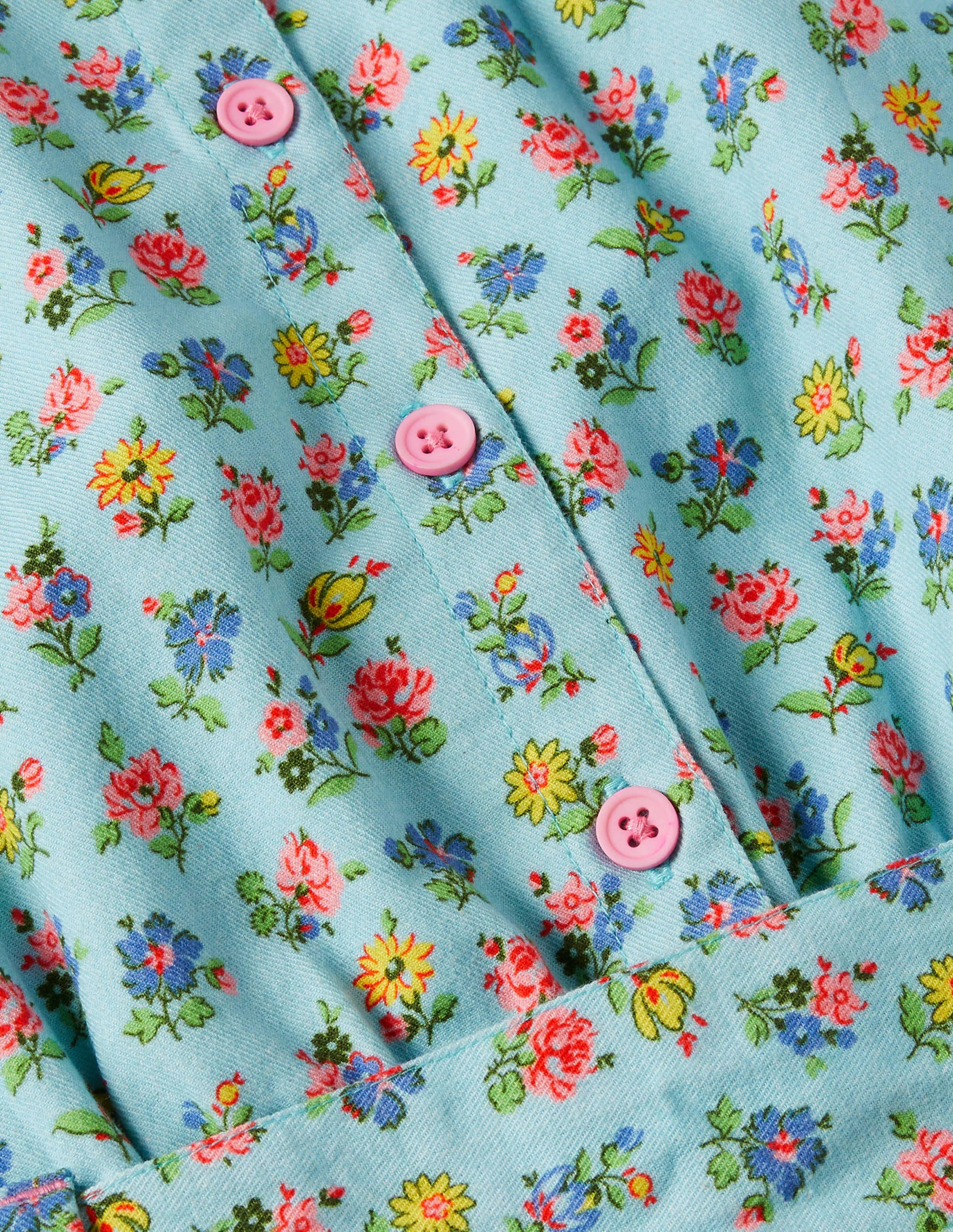 Gewebter Jumpsuit mit Blumenmuster-Blau, Patchwork-Blumen - Image 3