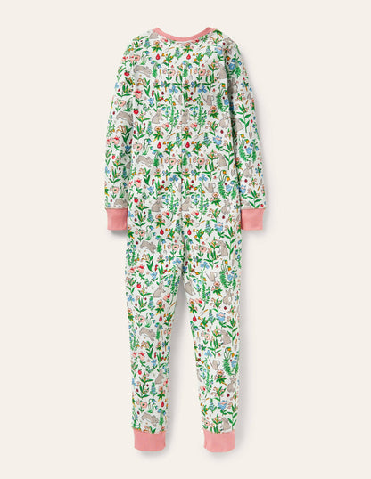Snug All-in-one Pyjamas-Multi Bunny Field