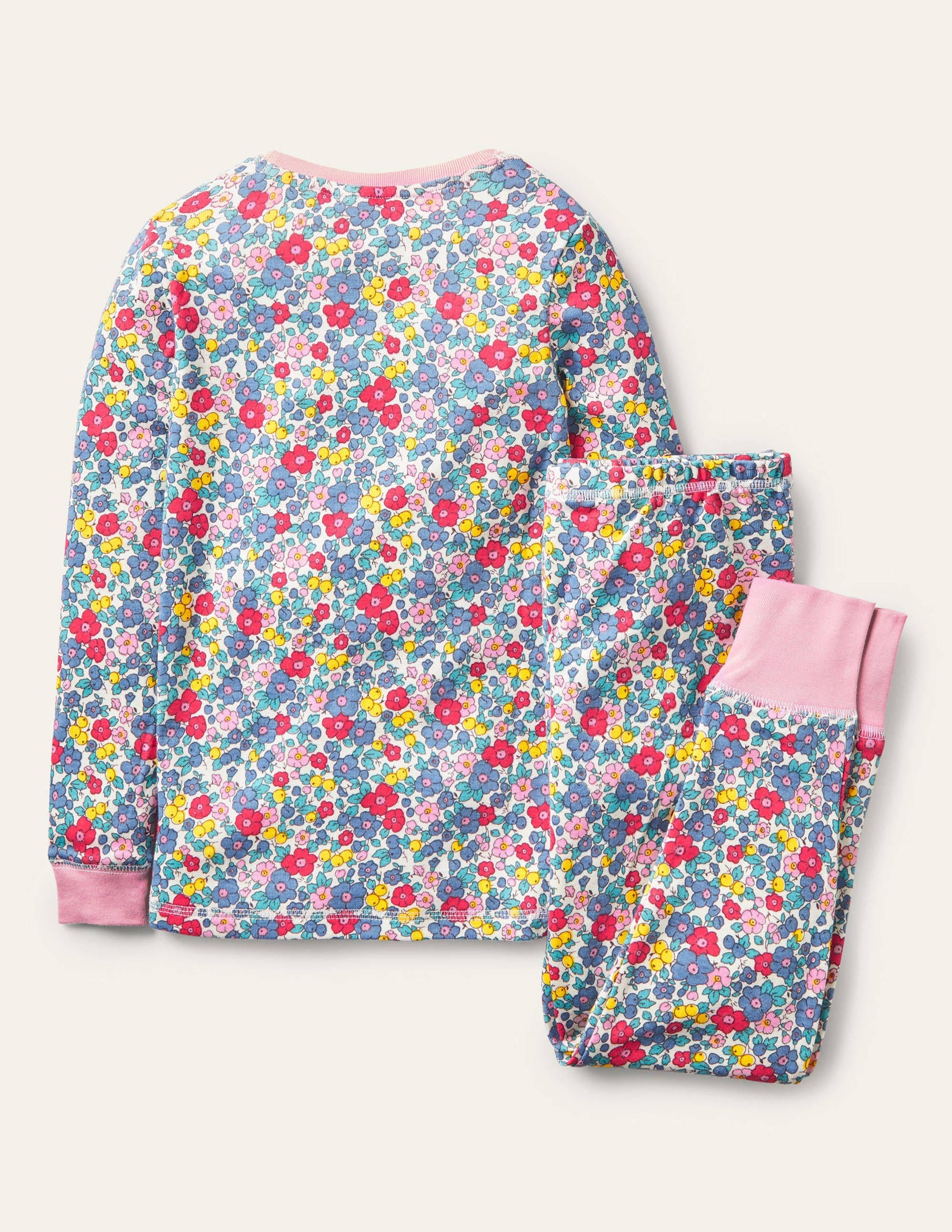 Langer Schlafanzug mit anliegender Passform-Bunt, Apfelblüten-2