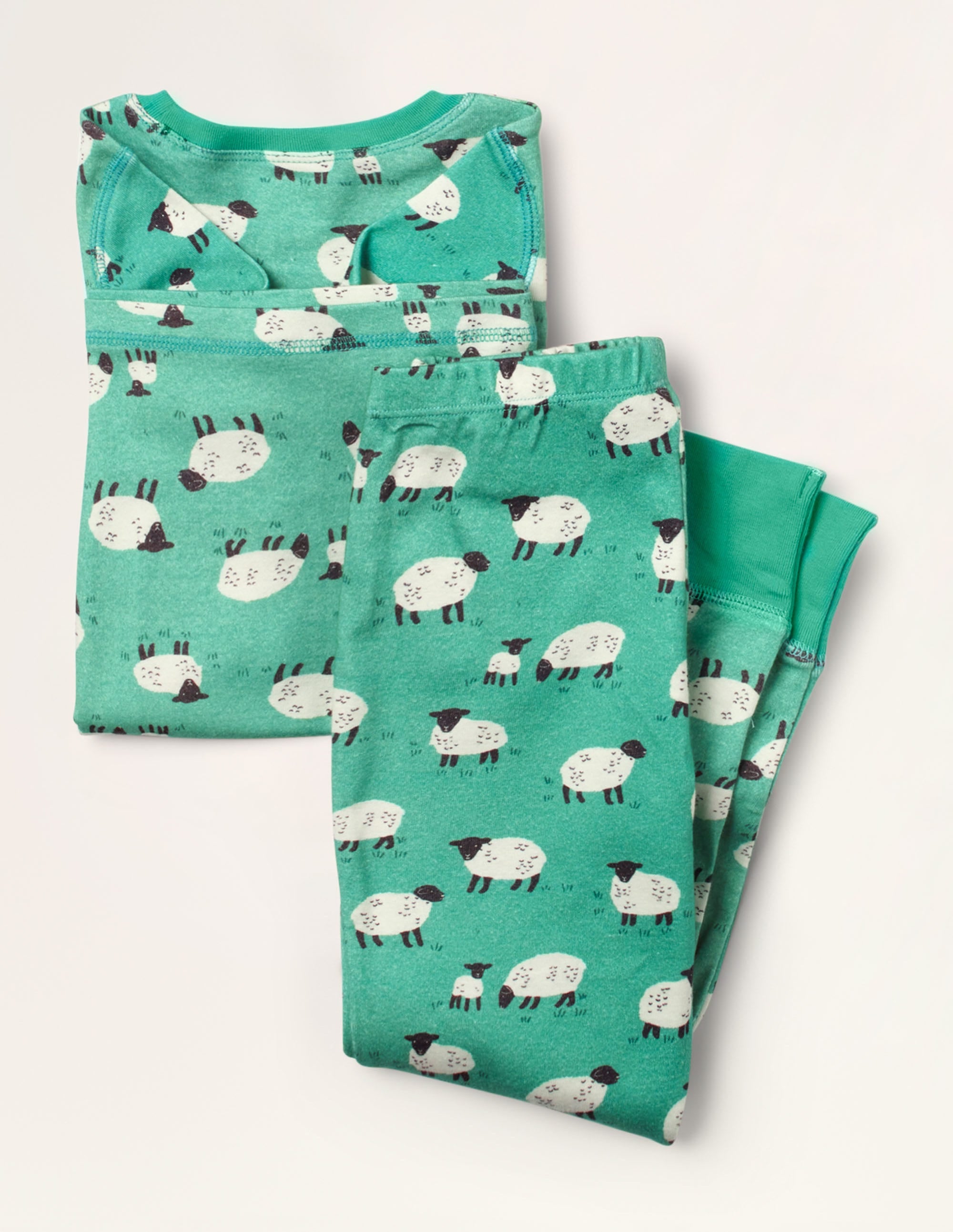 Snug Long John Pyjamas-Asparagus Green Sheep - Image 2