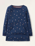 Gemusterte Sweatshirt-Tunika-Schuluniform-Navy, Folientupfen