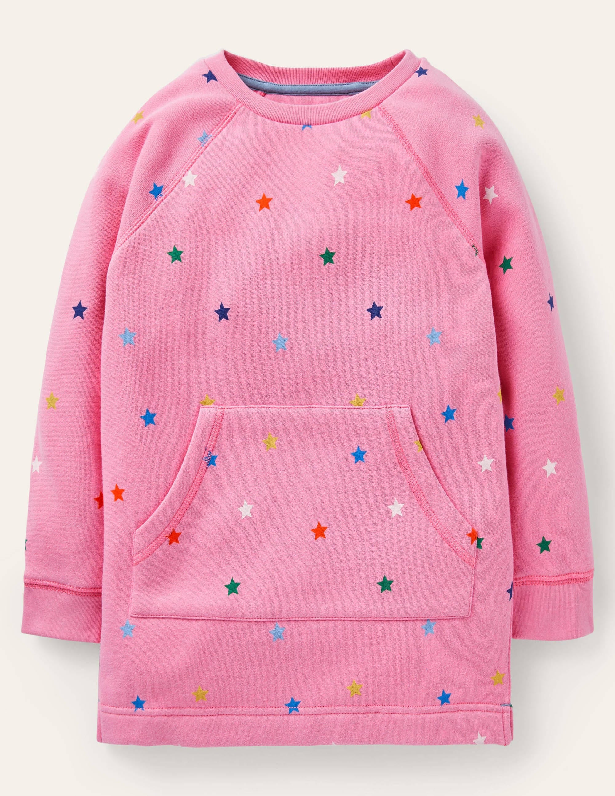 Gemusterte Sweatshirt-Tunika-Helles Blütenrosa, Sterne - Image 1