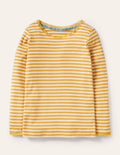 T-shirt ultra-doux en pointelle-Jaune rayon de miel/ivoire