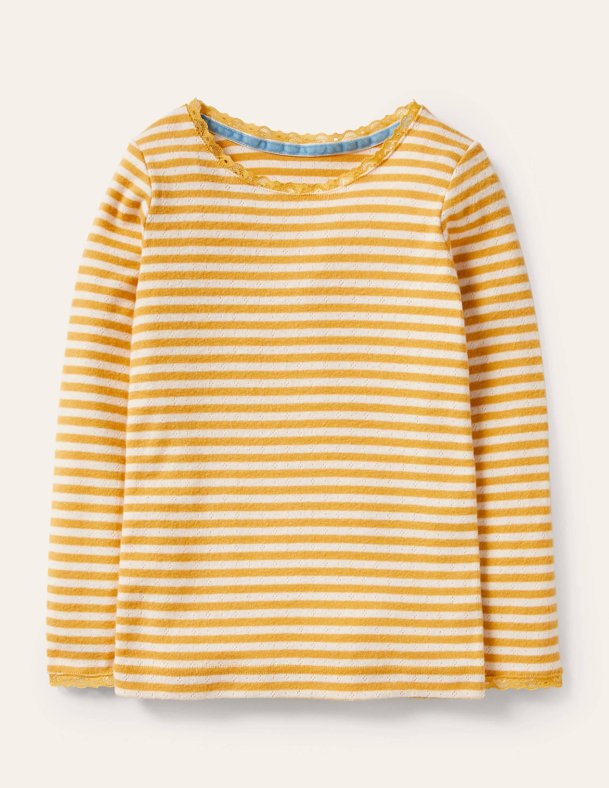 T-shirt ultra-doux en pointelle-Jaune rayon de miel/ivoire - Image 1