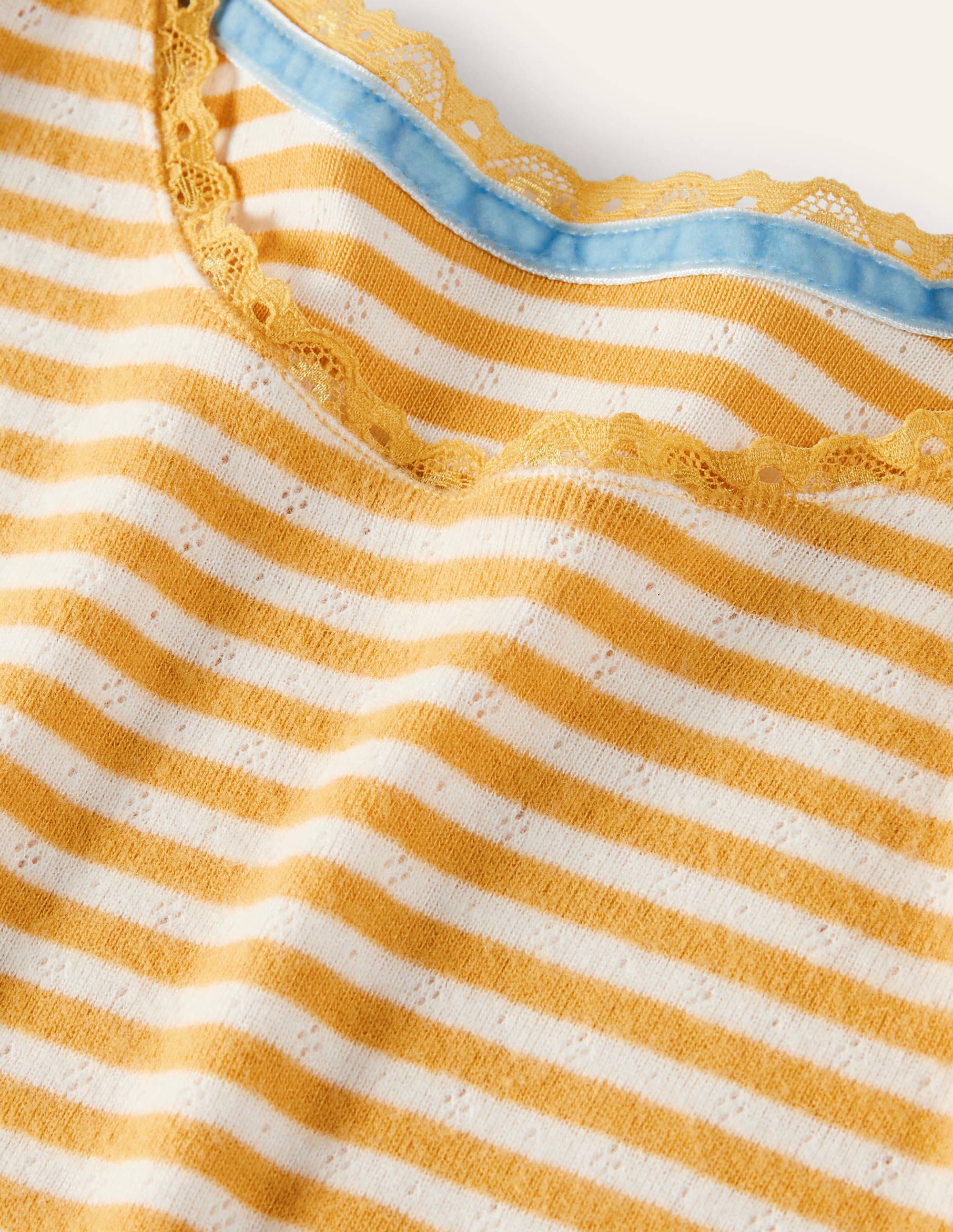 T-shirt ultra-doux en pointelle-Jaune rayon de miel/ivoire - Image 3