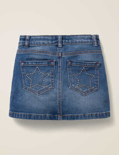 Five Pocket Denim Skirt-Mid Vintage Denim