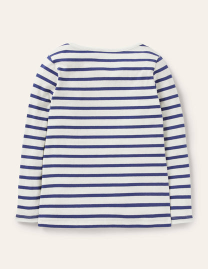 Flatter-T-Shirt-Naturweiß/Navy, Schmetterlinge-2