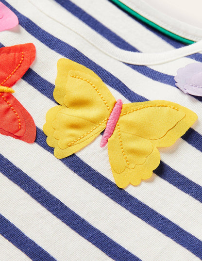 Flatter-T-Shirt-Naturweiß/Navy, Schmetterlinge-3