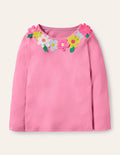 T-shirt aérien-Fleurs limonade rose