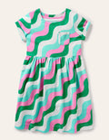 Robe fun en jersey-Vague vert printemps