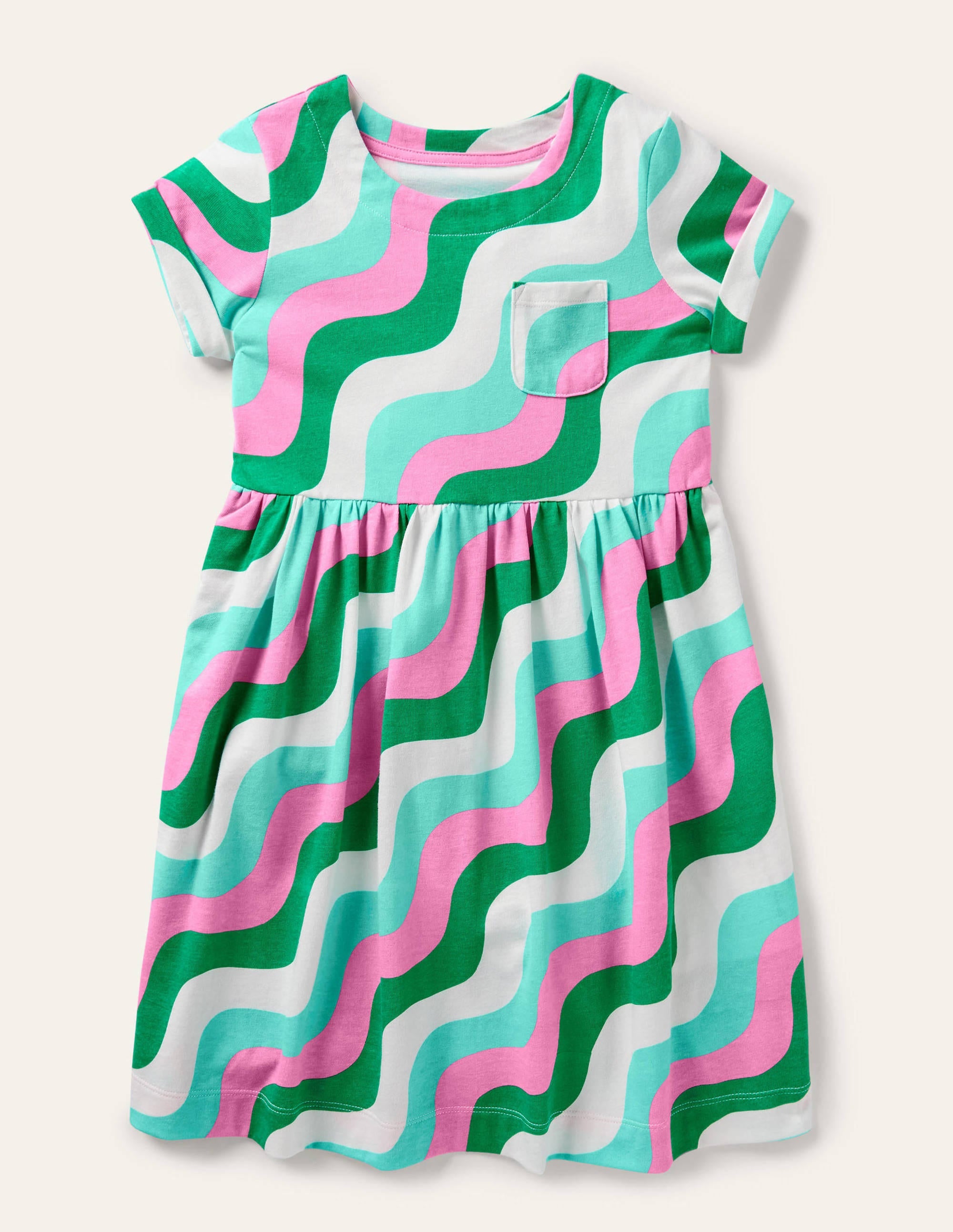 Robe fun en jersey-Vague vert printemps - Image 1
