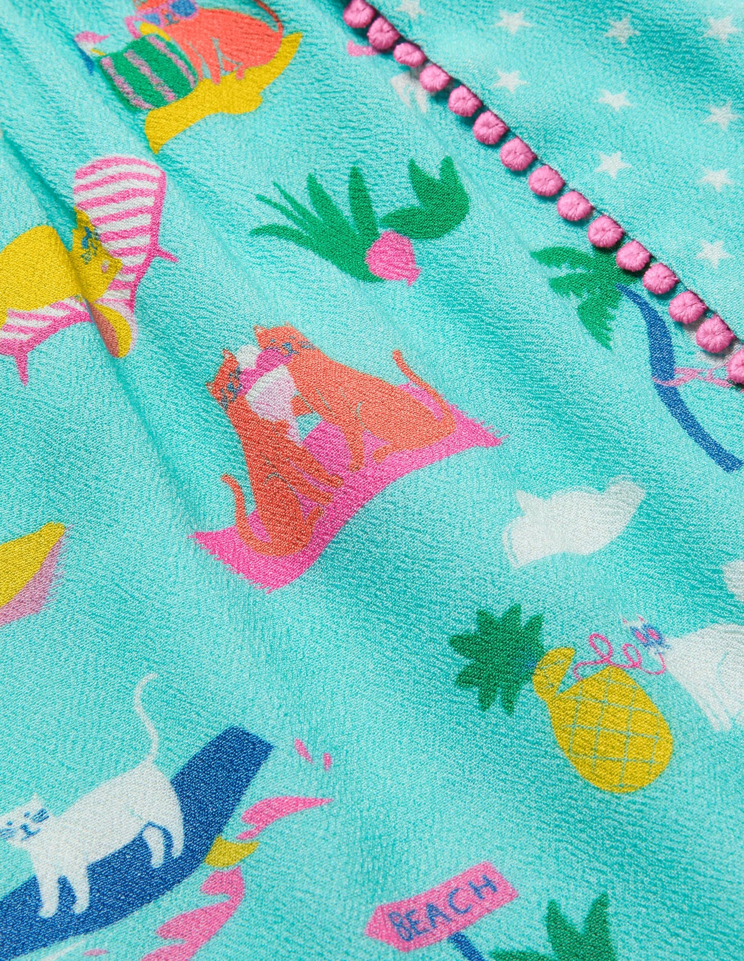 Combishort de vacances tissé-Chats en vacances bleu piscine