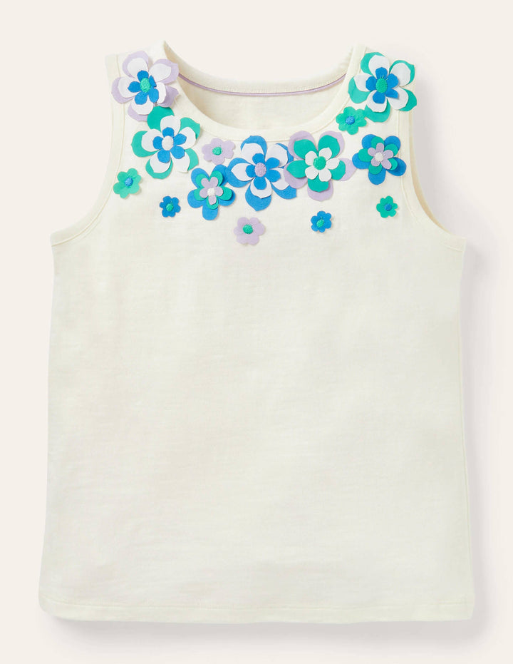Flutter Flower Vest-Ivory