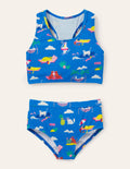 Bikini-Set mit Racerback-Marokkoblau, Katzen im Sommerurlaub